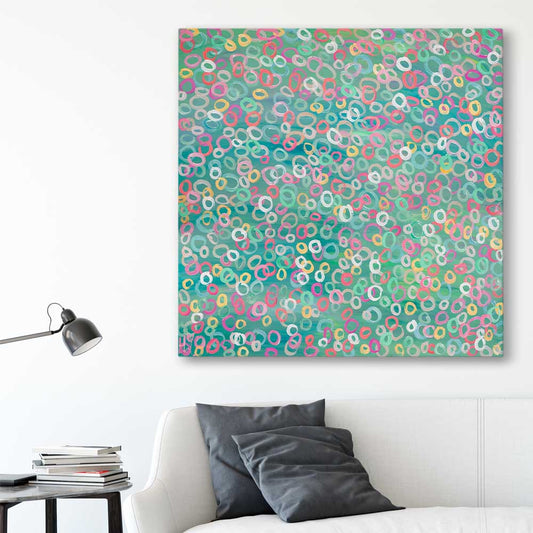 Healthy Molecules stretched canvas displayed in a room - part of our high quality canvas abstract wall art collection
