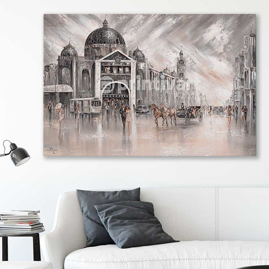 Iconic, Vintage Flinders stretched canvas displayed in a room - part of our high quality canvas abstract wall art collection