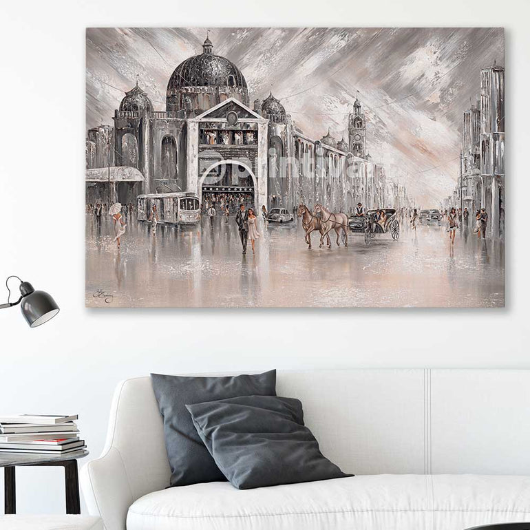 Iconic, Vintage Flinders stretched canvas displayed in a room - part of our high quality canvas abstract wall art collection