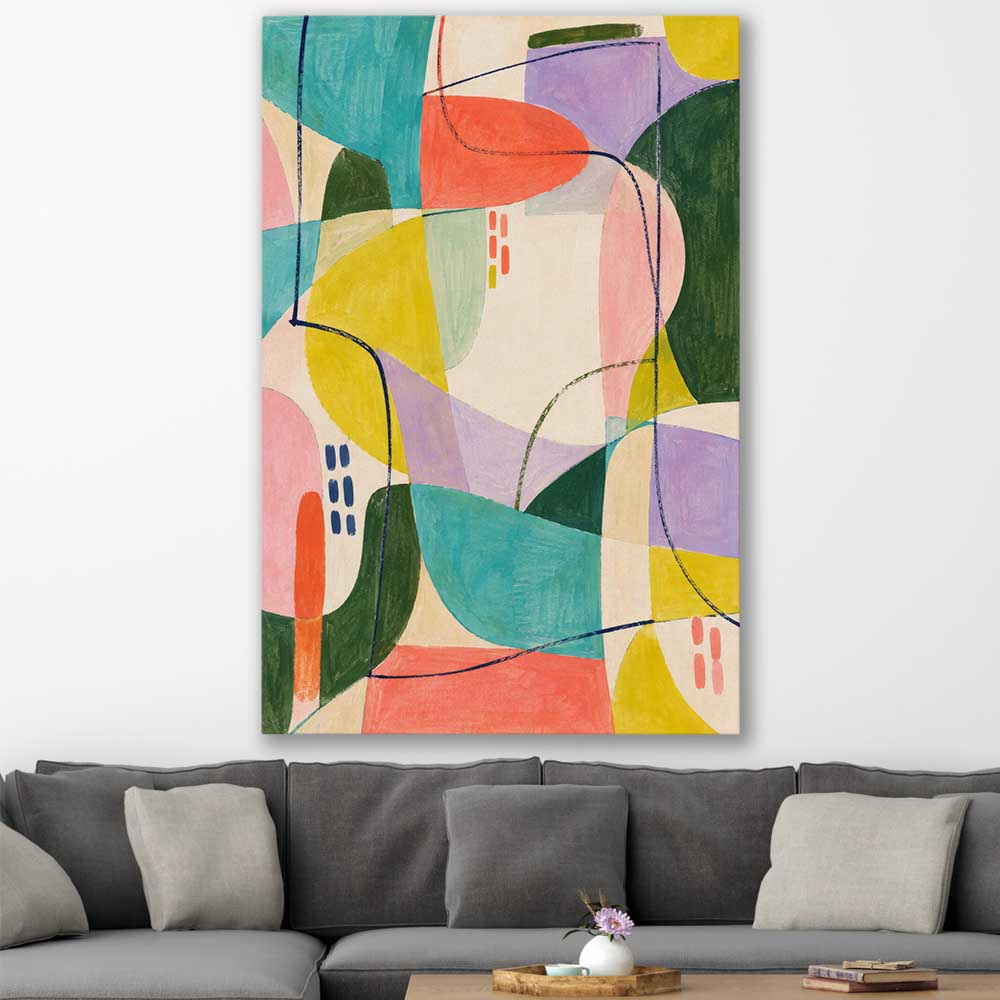 Layered Open Colour stretched canvas displayed in a room - part of our high quality canvas abstract wall art collection