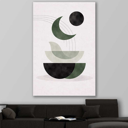 Lunar Harmony stretched canvas displayed in a room - part of our high quality canvas abstract wall art collection