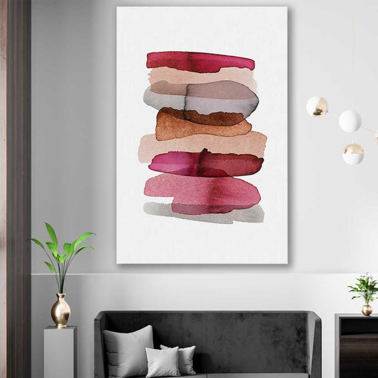 Maroon Tones Two stretched canvas displayed in a room - part of our high quality canvas abstract wall art collection