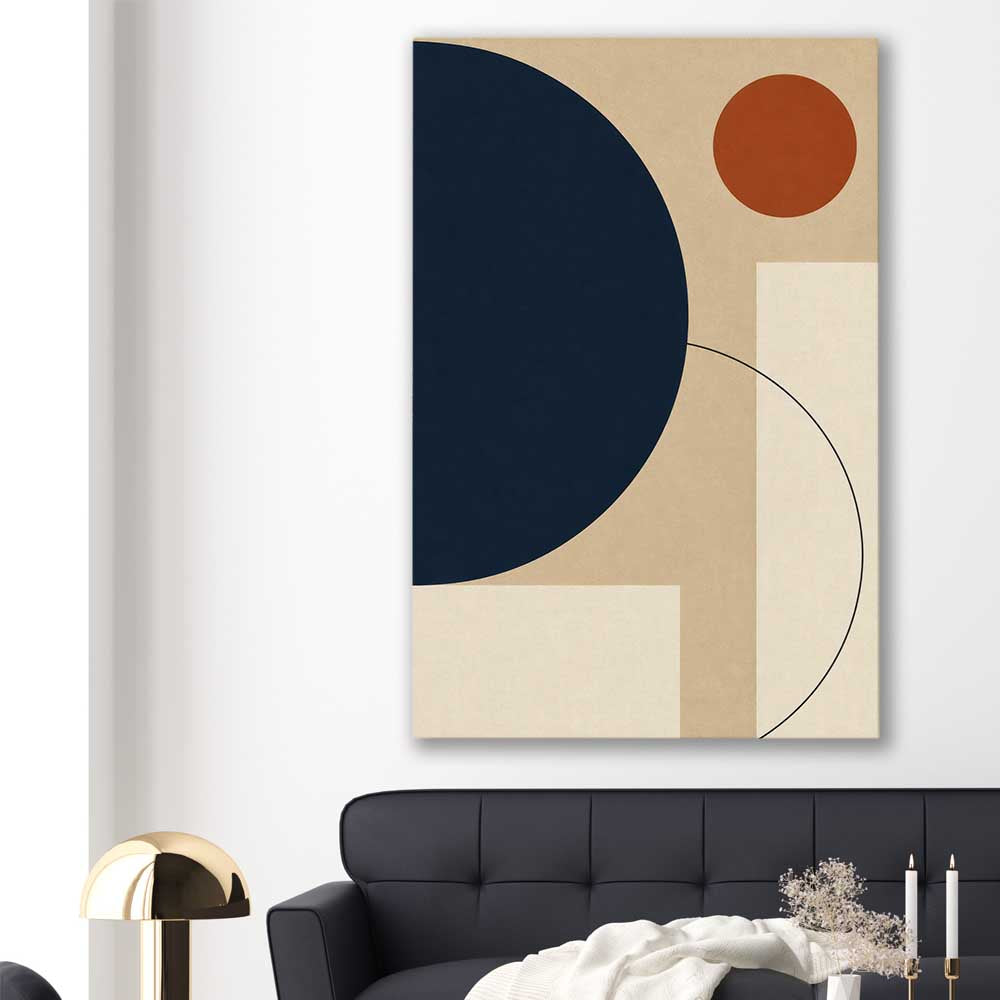Midnight Sand Orbit stretched canvas displayed in a room - part of our high quality canvas abstract wall art collection