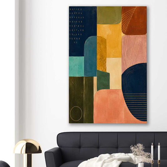 Modern Colours stretched canvas displayed in a room - part of our high quality canvas abstract wall art collection