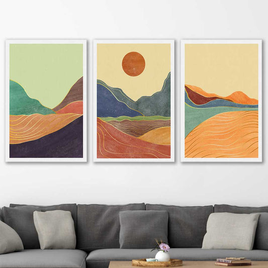Nature Waves Set stretched canvas displayed in a room - part of our high quality canvas abstract wall art collection