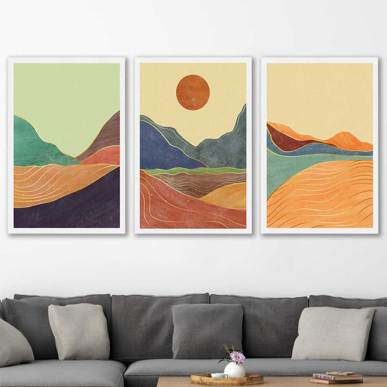 Nature Waves Set stretched canvas displayed in a room - part of our high quality canvas abstract wall art collection