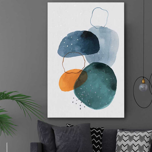 Ocean Tones One stretched canvas displayed in a room - part of our high quality canvas abstract wall art collection