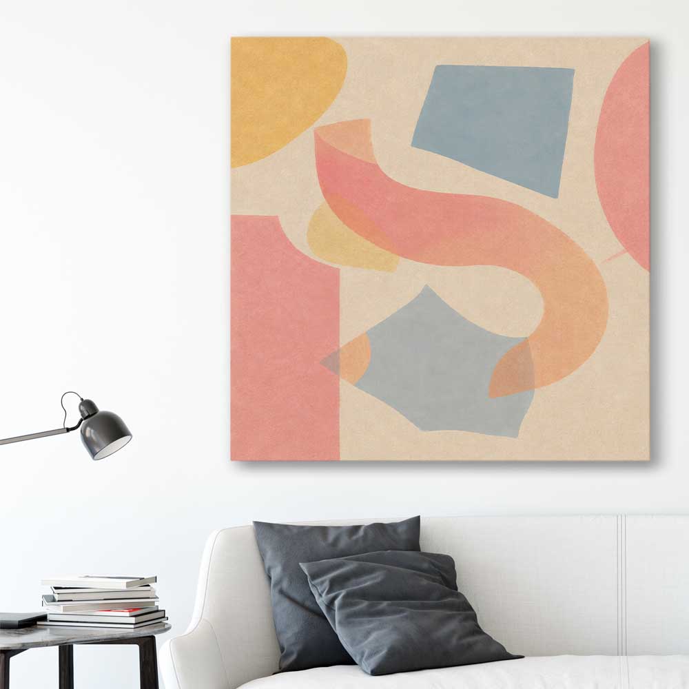 Paper and Pastel stretched canvas displayed in a room - part of our high quality canvas abstract wall art collection