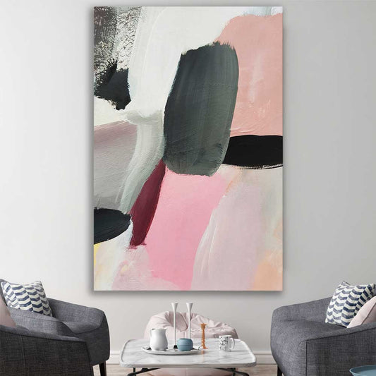 Pastel Strokes stretched canvas displayed in a room - part of our high quality canvas abstract wall art collection