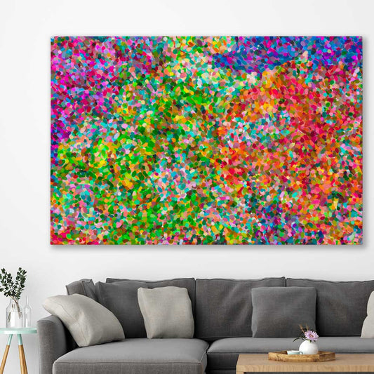 Pointillist Burst stretched canvas displayed in a room - part of our high quality canvas abstract wall art collection