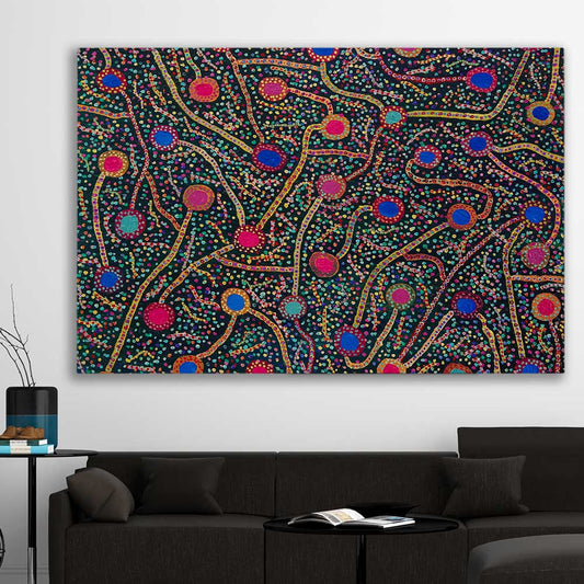 Rebirth's Energy stretched canvas displayed in a room - part of our high quality canvas abstract wall art collection