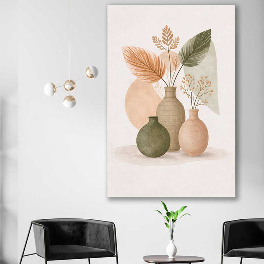 Serene Botanical stretched canvas displayed in a room - part of our high quality canvas abstract wall art collection