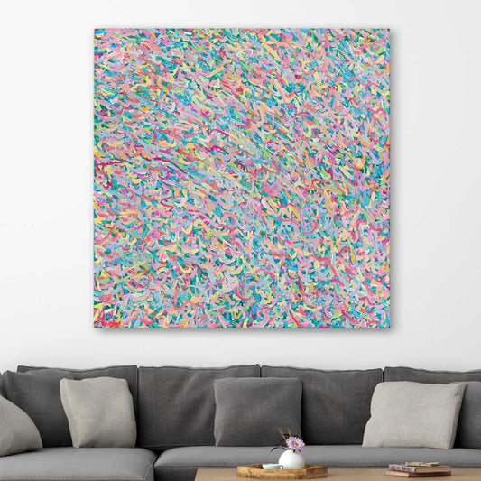 Shine of Fun stretched canvas displayed in a room - part of our high quality canvas abstract wall art collection