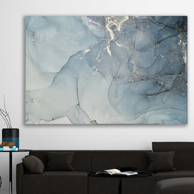 Silver Daze stretched canvas displayed in a room - part of our high quality canvas abstract wall art collection
