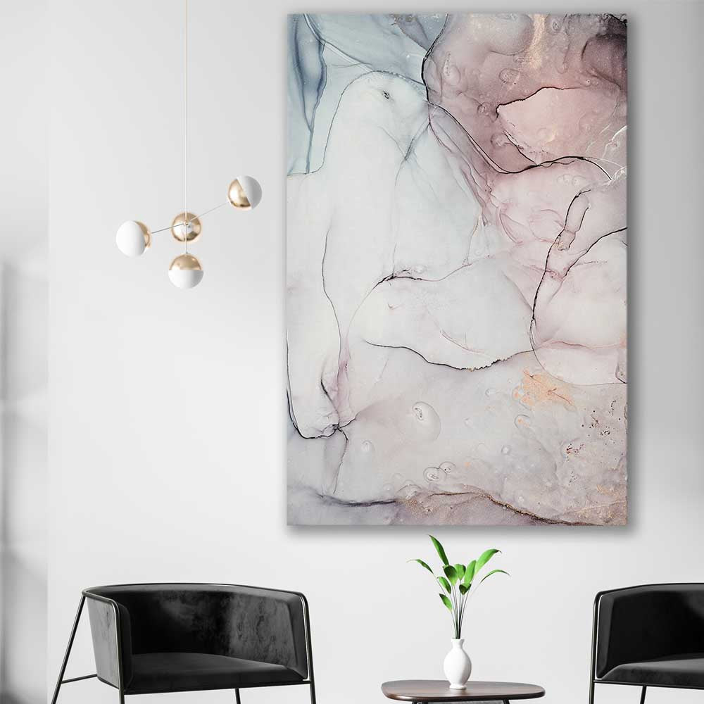 Subtle Pink One stretched canvas displayed in a room - part of our high quality canvas abstract wall art collection