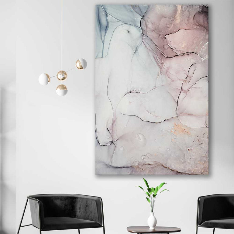 Subtle Pink One stretched canvas displayed in a room - part of our high quality canvas abstract wall art collection