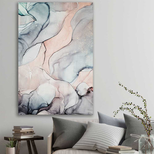 Subtle Pink Two stretched canvas displayed in a room - part of our high quality canvas abstract wall art collection
