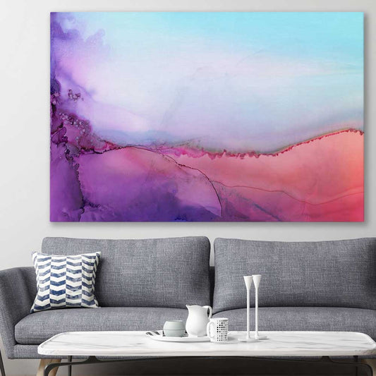 Sunset Orange stretched canvas displayed in a room - part of our high quality canvas abstract wall art collection