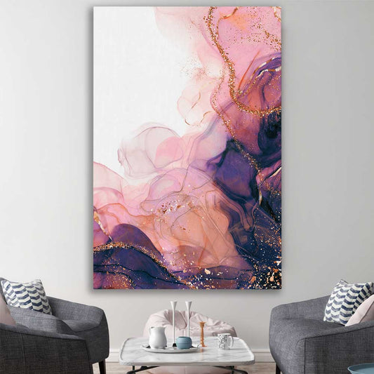 Violet Haze stretched canvas displayed in a room - part of our high quality canvas abstract wall art collection