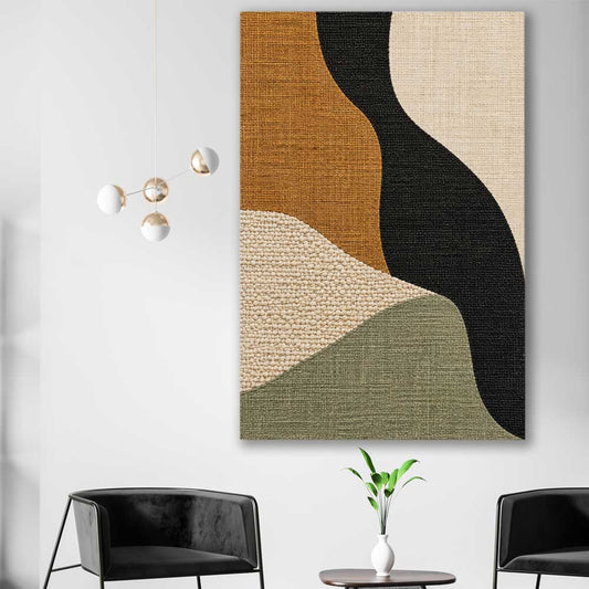 Woven Earth stretched canvas displayed in a room - part of our high quality canvas abstract wall art collection