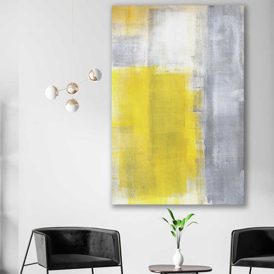 Yellow Pastel stretched canvas displayed in a room - part of our high quality canvas abstract wall art collection