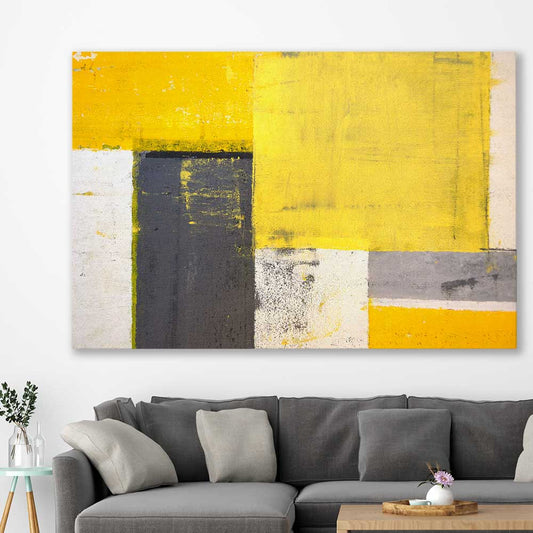 Yellow Texture stretched canvas displayed in a room - part of our high quality canvas abstract wall art collection