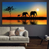 Animal wall art and canvas prints of Elephant Family on a stretched canvas displayed in a room