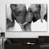 Animal wall art and canvas prints of Elephant Love on a stretched canvas displayed in a room