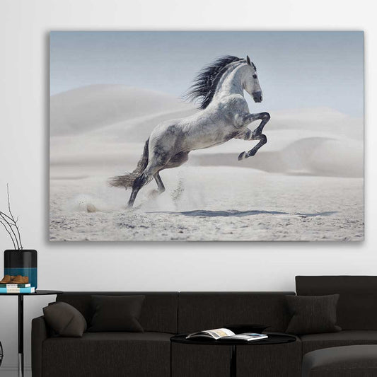 Animal wall art and canvas prints of Free Spirit Horse on a stretched canvas displayed in a room