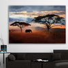 Animal wall art and canvas prints of Golden Savannah Journey on a stretched canvas displayed in a room