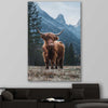 Animal wall art and canvas prints of Growing Highland on a stretched canvas displayed in a room