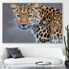 Animal wall art and canvas prints of Leopard Silent Watch on a stretched canvas displayed in a room