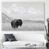 Animal wall art and canvas prints of Mountain Bison on a stretched canvas displayed in a room
