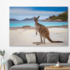 Animal wall art and canvas prints of Shoreline Kangaroo on a stretched canvas displayed in a room