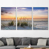 Beach and coastal wall art print of Calming Sunset Set on a stretched canvas displayed in a room