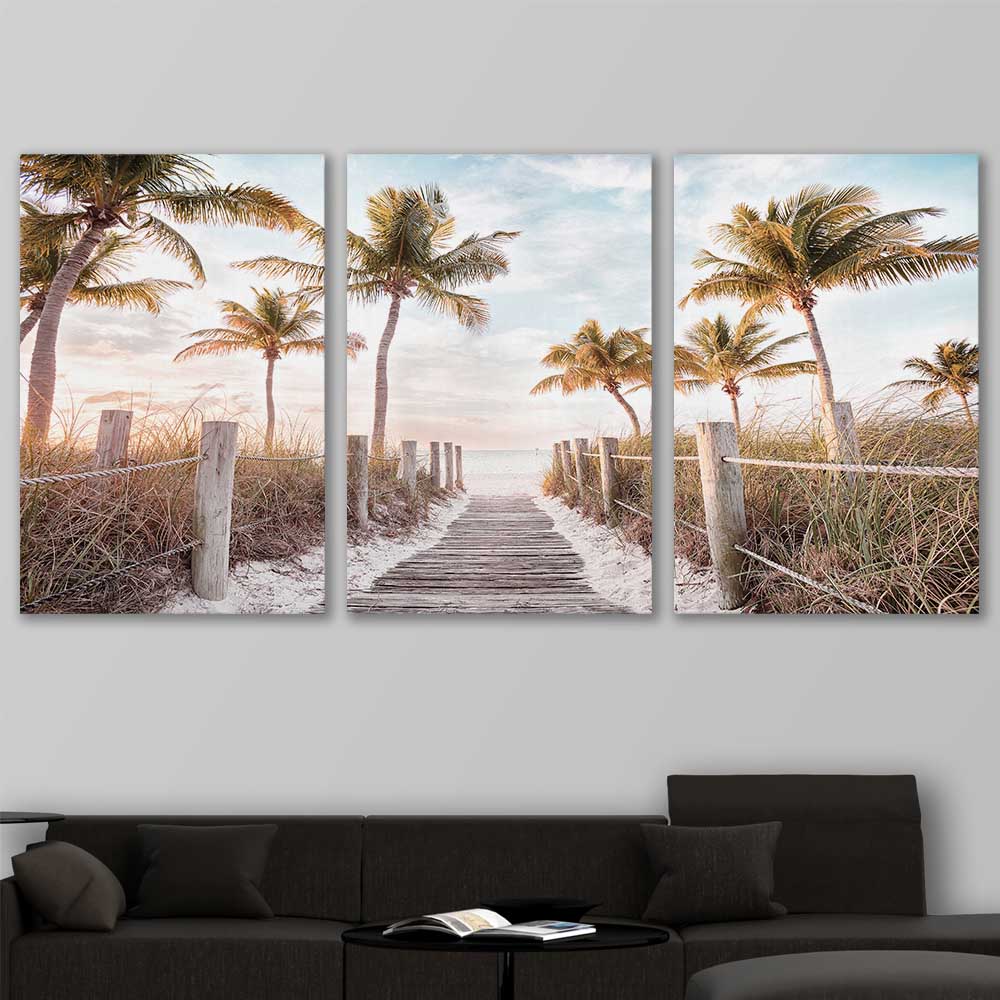 Beach and coastal wall art print of Florida Sunrise Set on a stretched canvas displayed in a room