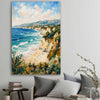 Beach and coastal wall art print of Shoreline Light Strokes on a stretched canvas displayed in a room