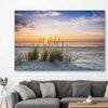 Beach and coastal wall art print of Calming Sunset on a stretched canvas displayed in a room