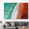 Beach and coastal wall art print of Cape Range Aerial on a stretched canvas displayed in a room