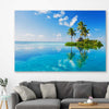 Beach and coastal wall art print of Island Serenity on a stretched canvas displayed in a room
