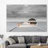 Beach and coastal wall art print of Malediven Storm on a stretched canvas displayed in a room
