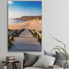 Beach and coastal wall art print of Paradise Walkway on a stretched canvas displayed in a room