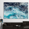 Beach and coastal wall art print of Sea Waves on a stretched canvas displayed in a room