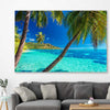 Beach and coastal wall art print of Tahiti Paradise on a stretched canvas displayed in a room