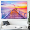 Beach and coastal wall art print of Walking Into Stillness on a stretched canvas displayed in a room