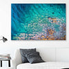 Beach and coastal wall art print of Watsons Bay Rocks on a stretched canvas displayed in a room