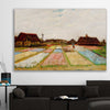 Classic wall art and canvas print of Bulb Fields Van Gogh on a stretched canvas displayed in a room