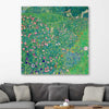 Classic wall art and canvas print of Italian Landscape Gustav Klimt on a stretched canvas displayed in a room