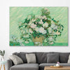 Classic wall art and canvas print of Roses Van Gogh on a stretched canvas displayed in a room