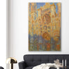 Classic wall art and canvas print of Rouen Cathedral Claude Monet on a stretched canvas displayed in a room
